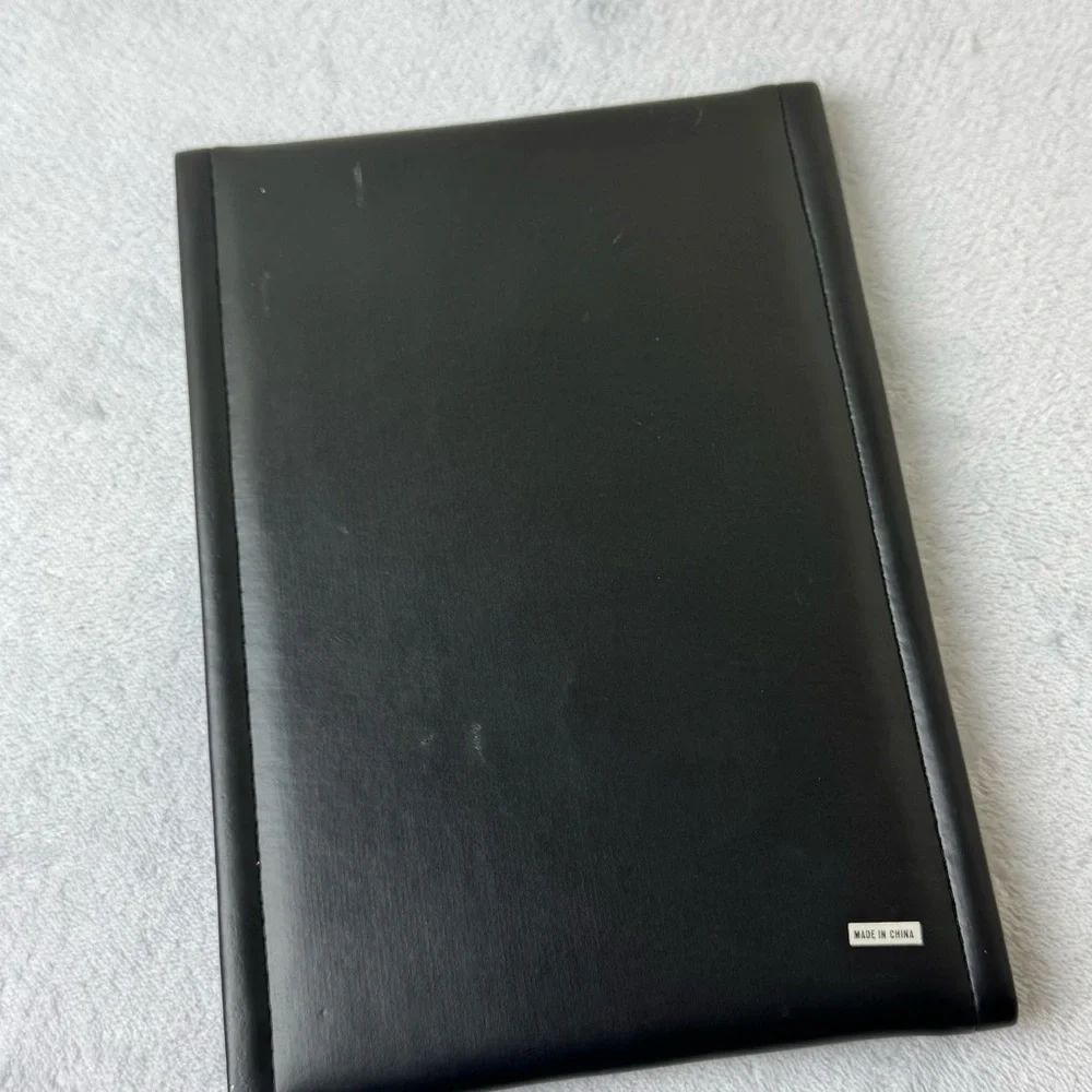 Folding Black Faux Leather Jewelry Storage Folding Case Satin Interior